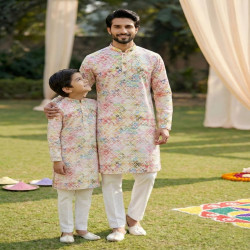 Father & Son Matching Cotton Kurta Pajama Combo Set – Festive Twinning Collection